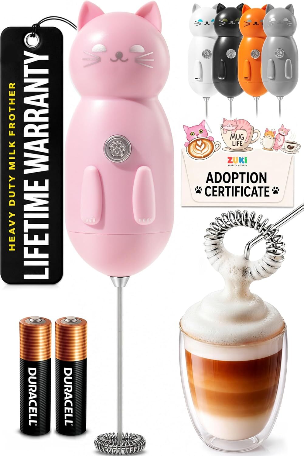 Cat Frother & Mixer with Fun Adoption Certificate Included