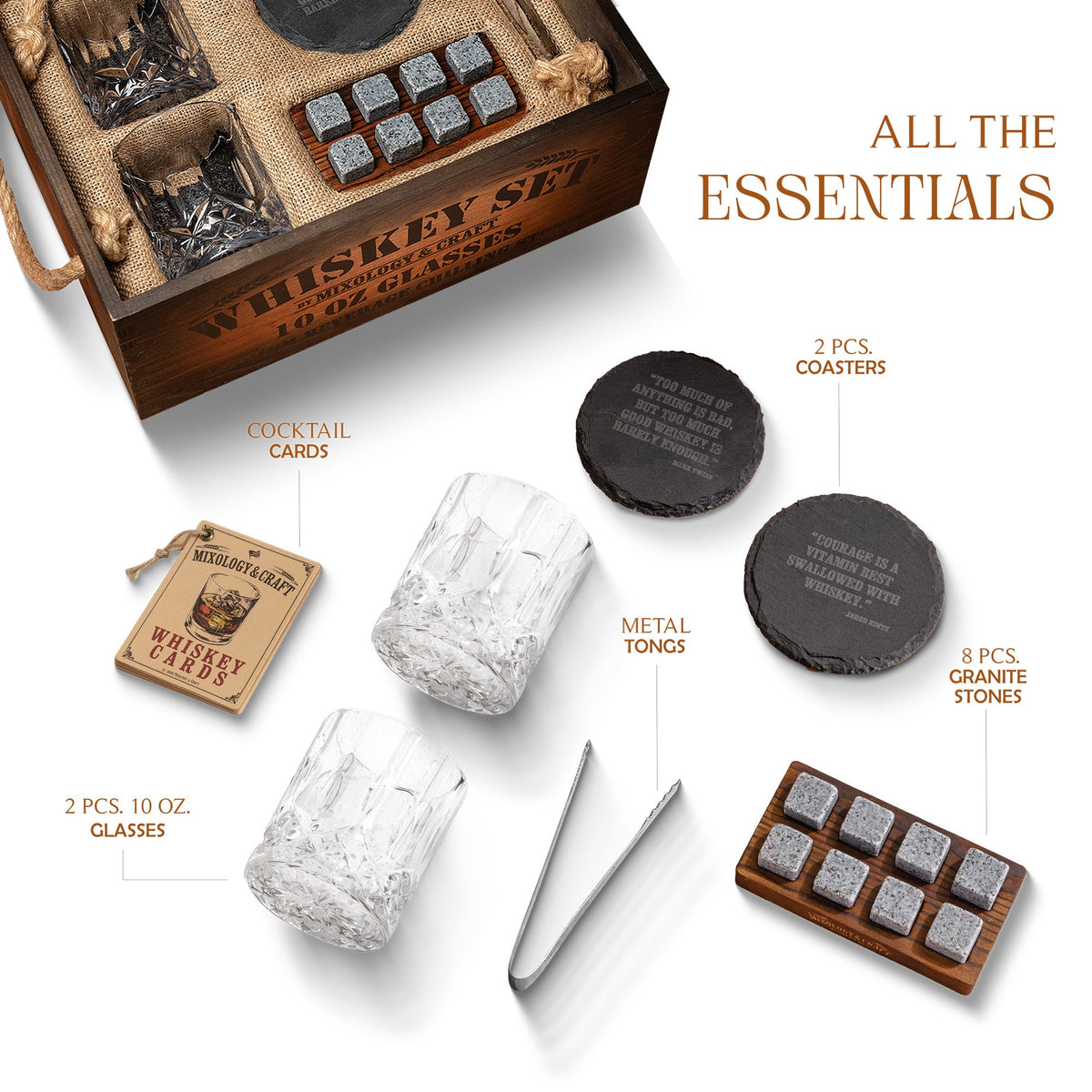 Whiskey Gift Set with Crate | 15-Piece