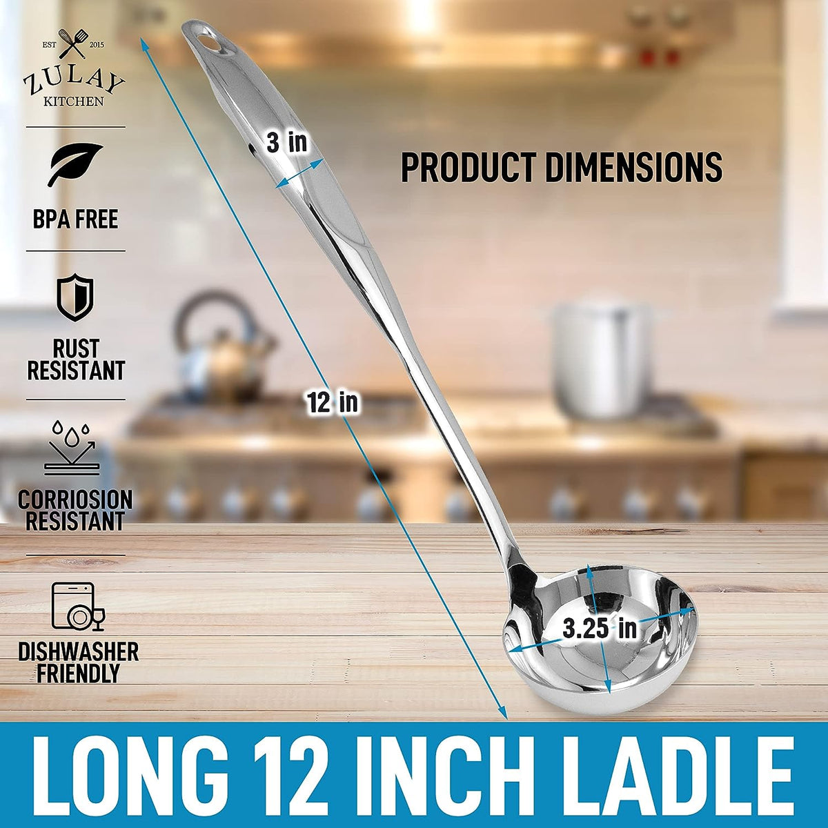 Stainless Steel Soup Ladle - 13 inch