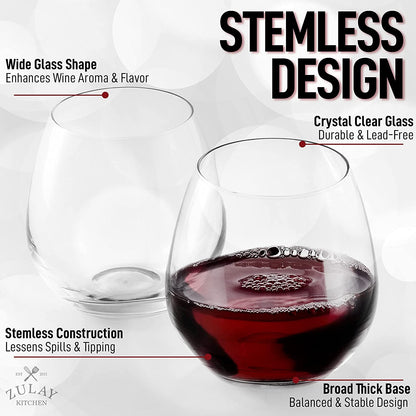 Stemless Wine Glasses Set