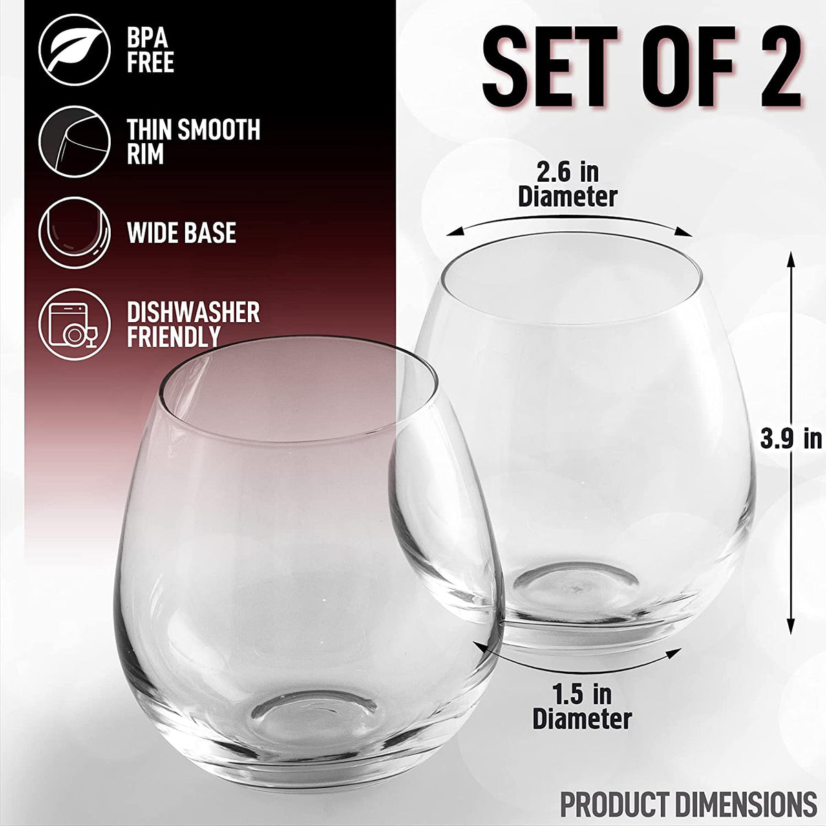 Stemless Wine Glasses Set